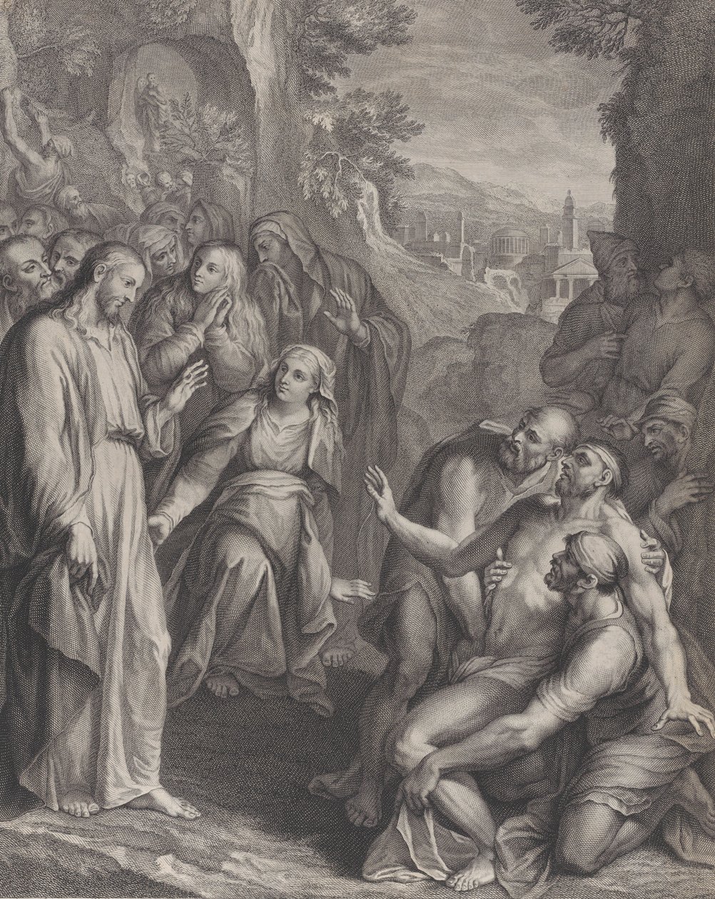 Vzkříšení Lazara, s Kristem stojícím vlevo, ca. 1729. od Simon Vallee
