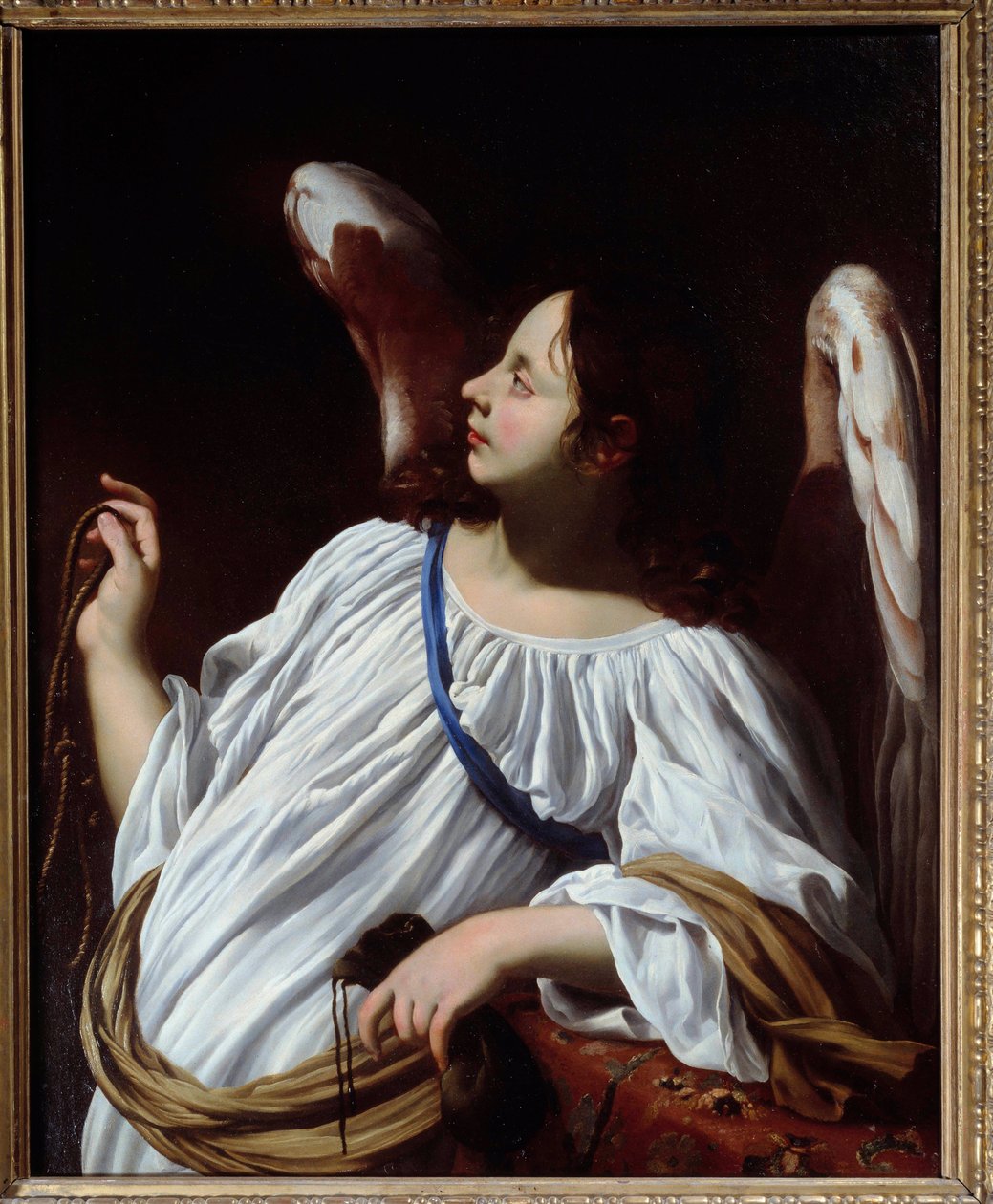 Angel má provazové a peněženkové nástroje Umučení Krista Detail obrazu Simona Voueta (1590-1649) Soukromá sbírka ze 17. století od Simon Vouet