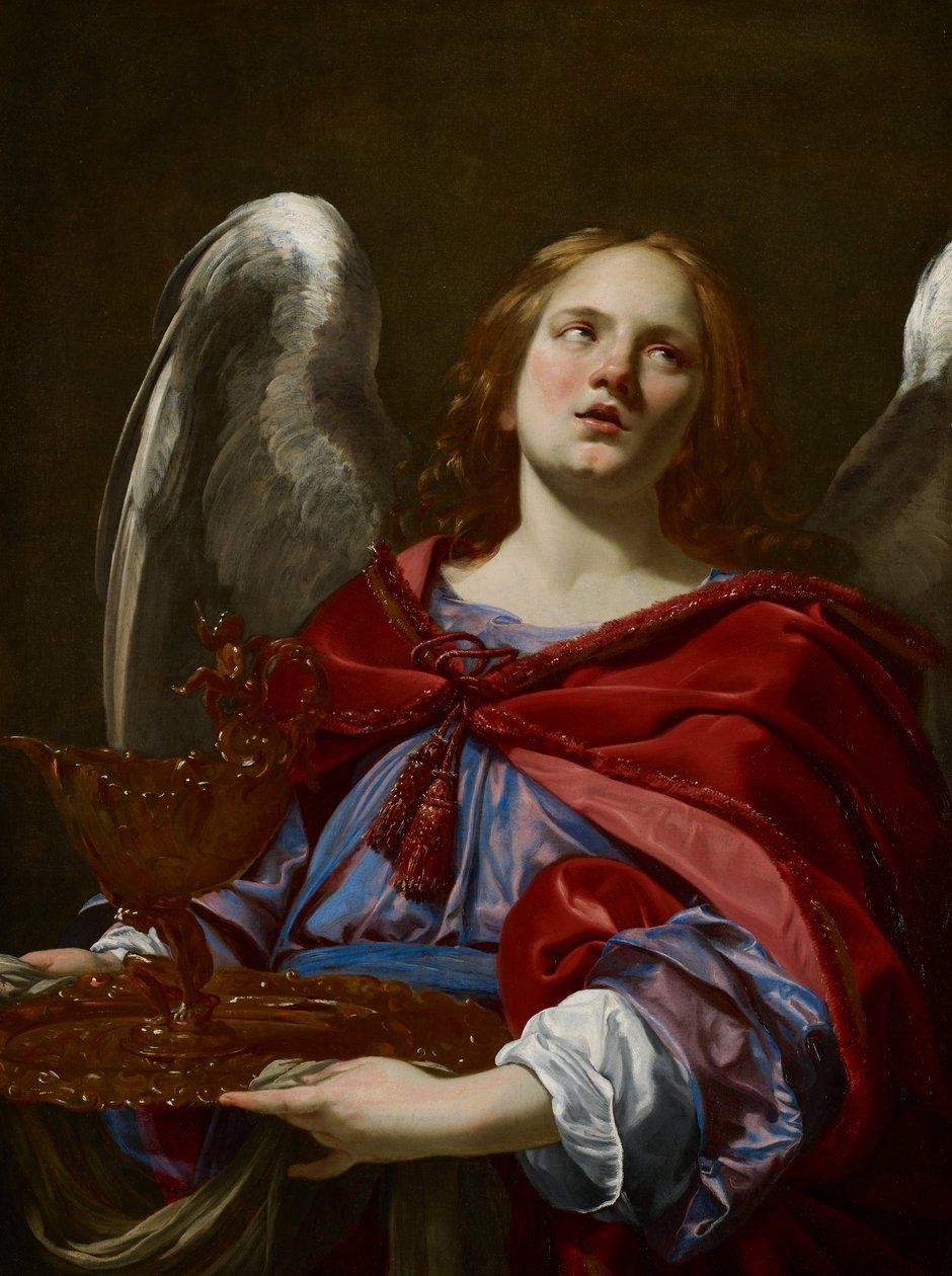 Andělé s atributy Utrpení: Anděl držící nádobu a ručník na umytí rukou Pontia Piláta od Simon Vouet