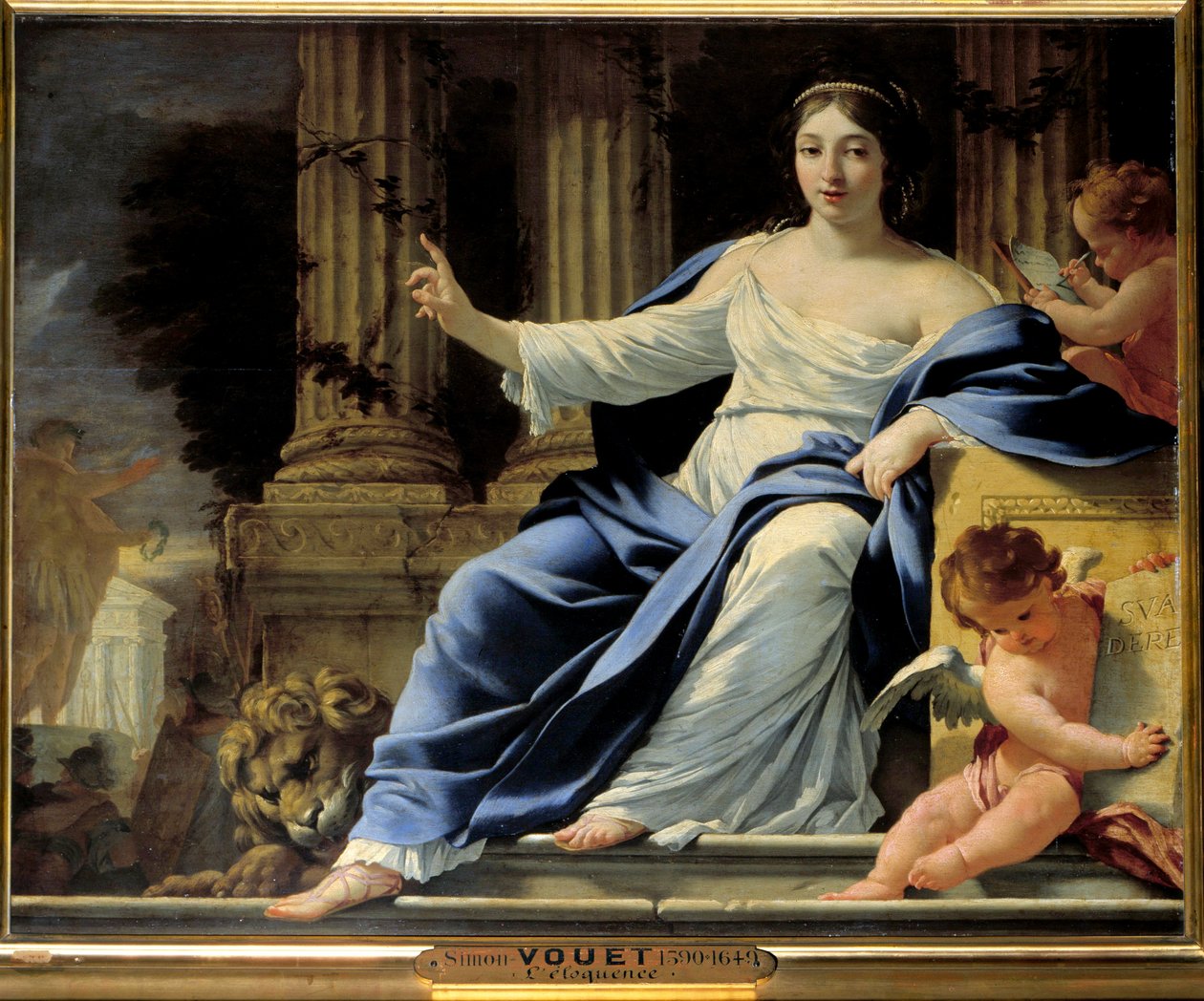 Výmluvnost. Reprezentace Polymnie, múzy výmluvnosti. Obraz Simona Voueta (1590-1649) 17. století Sun. 0,81 x 1 m od Simon Vouet