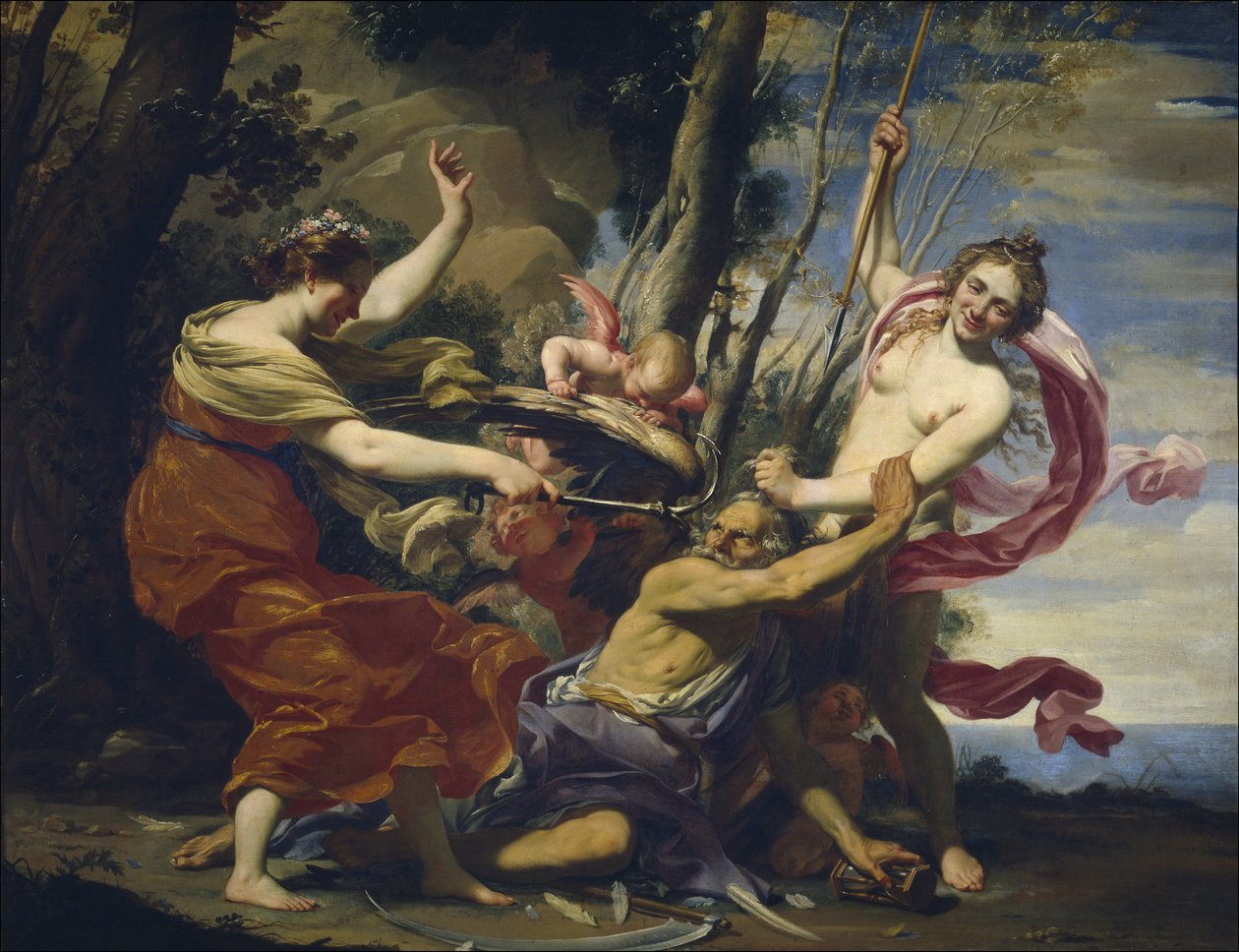 Otec Čas přemožený láskou, nadějí a krásou, 1627 od Simon Vouet