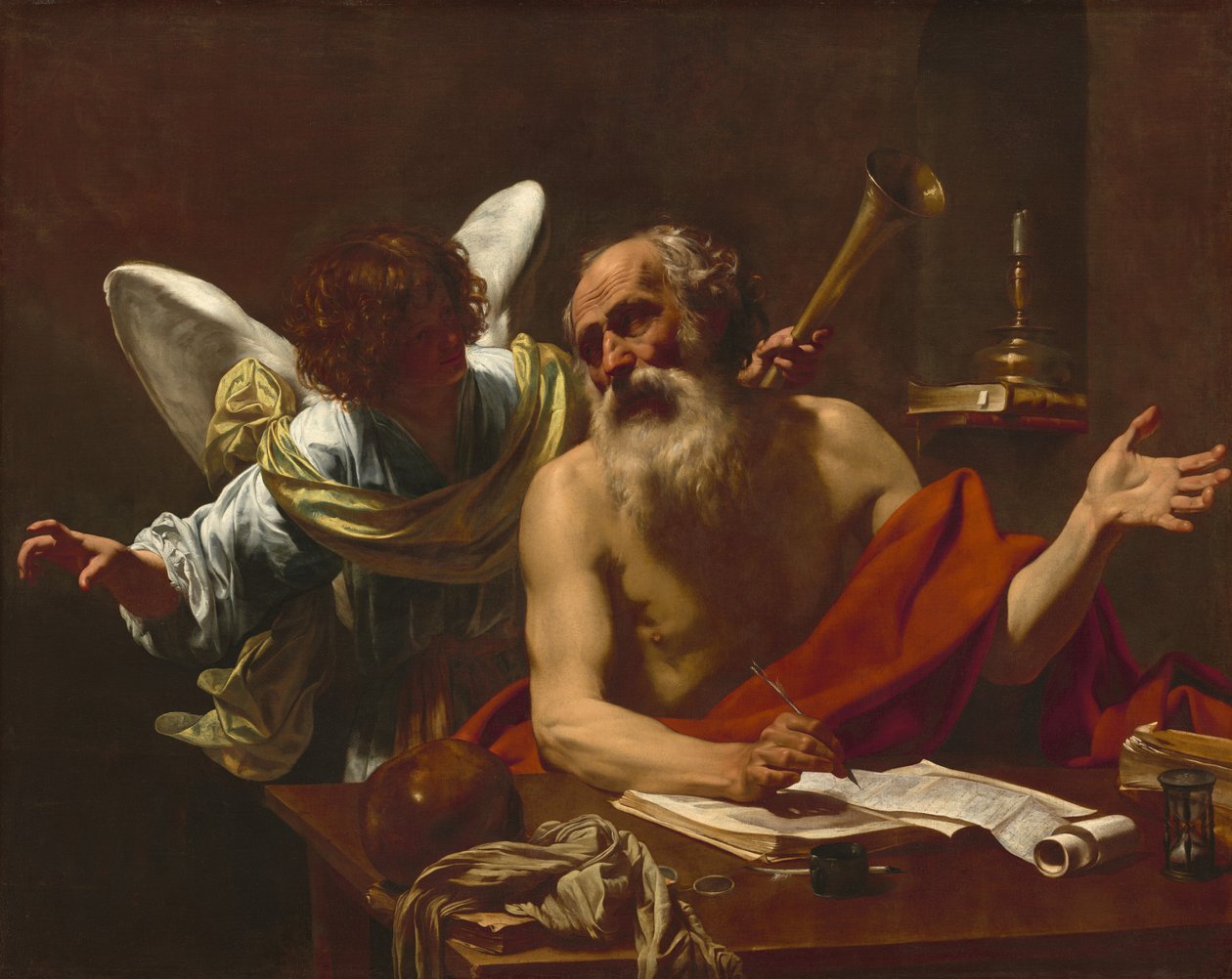 Svatý Jeroným a anděl, c. 16221625. od Simon Vouet