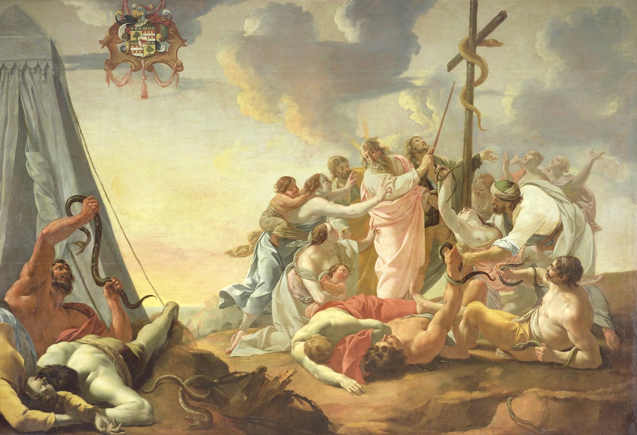 Brazen Serpent, pravá část (olej na plátně) od Simon Vouet