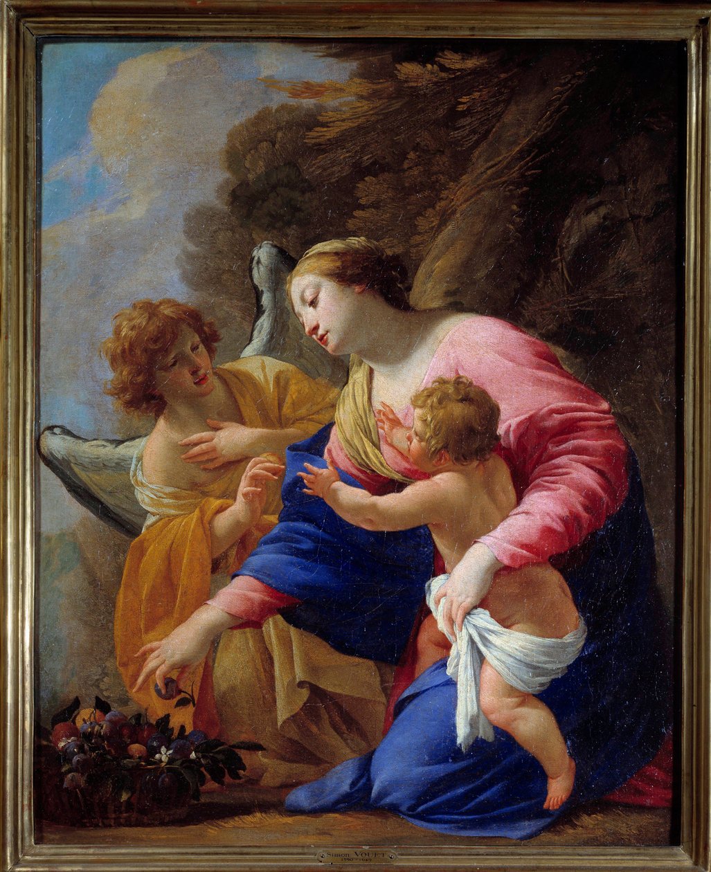 Obraz Panna a anděl od Simona Voueta (1590-1649) 1641 Ne. 0,77x0,62 m Caen muzeum výtvarných umění od Simon Vouet