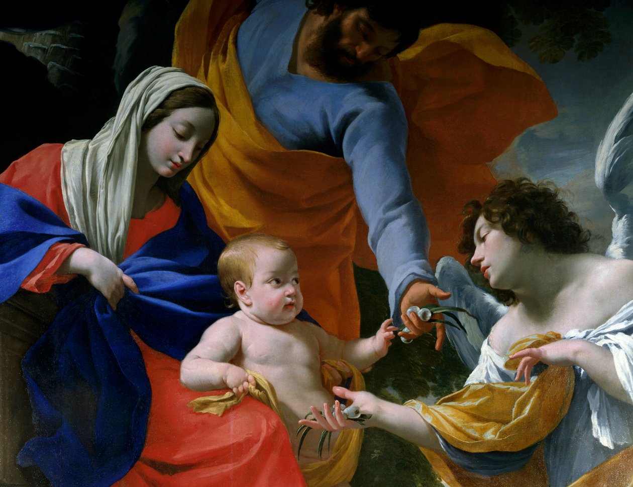 Zbytek detailu Svaté rodiny. Obraz Simona Voueta (1590-1649) 1639 Grenoble, Musee des Beaux Arts od Simon Vouet