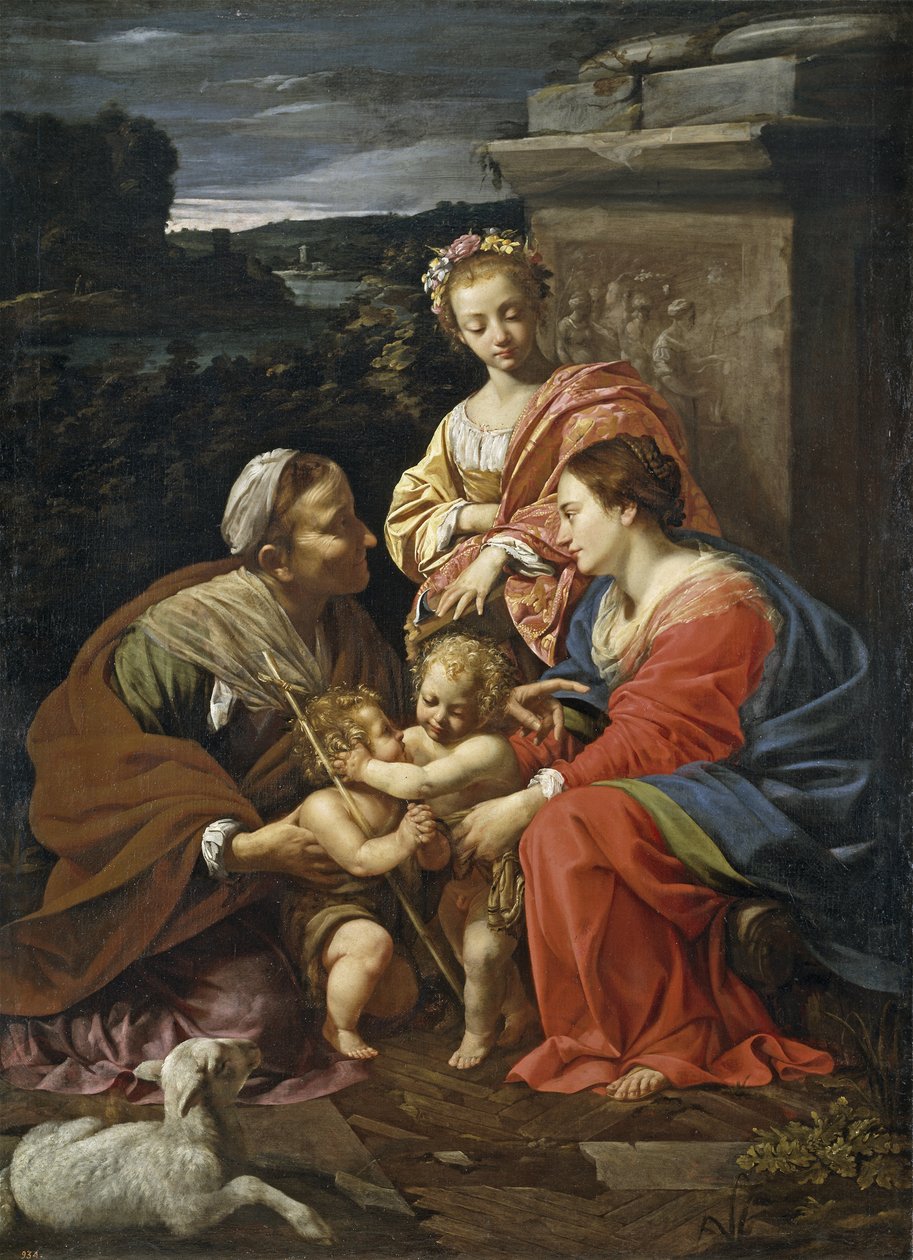 Panna a dítě s Janem Křtitelem jako chlapec, Svatá Alžběta a Svatá Kateřina - Vouet, Simon (1590-1649) - 1625-1626 - Olej na plátně - 182x130 - Museo del Prado, Madrid od Simon Vouet