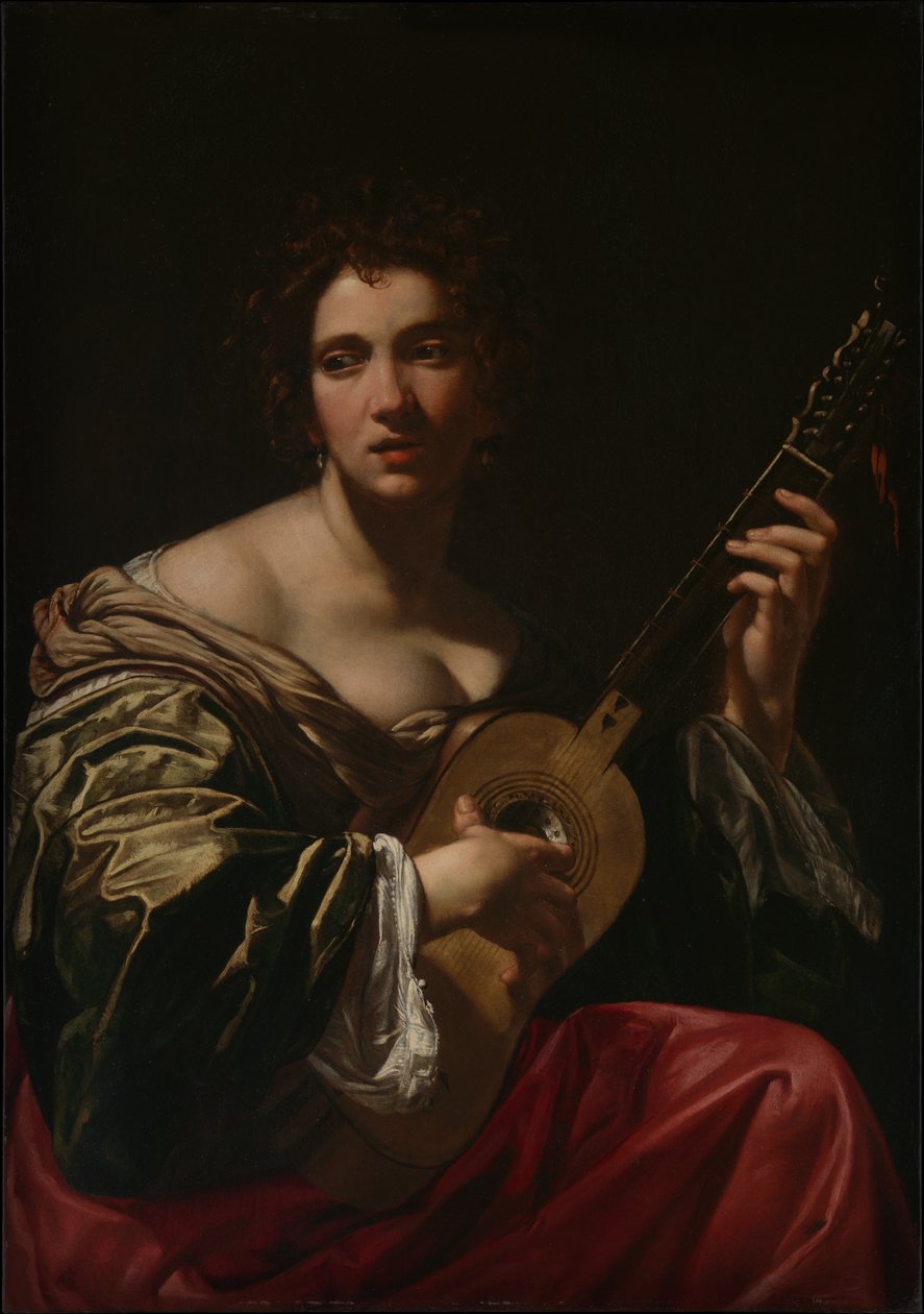 Žena hrající na kytaru od Simon Vouet