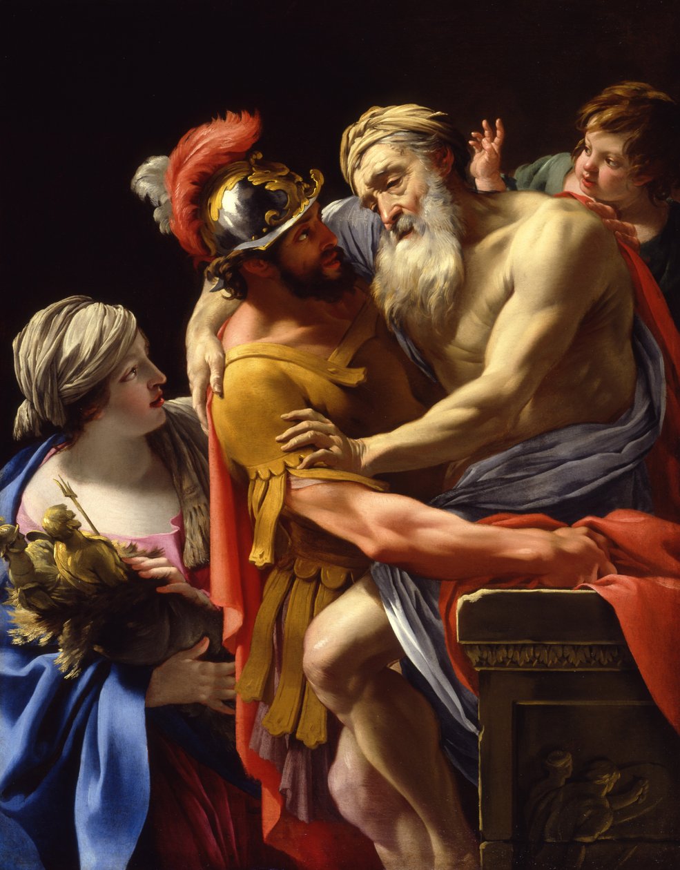 Æneas a jeho otec prchající z Tróje, kolem 1635 od Simon Vouet