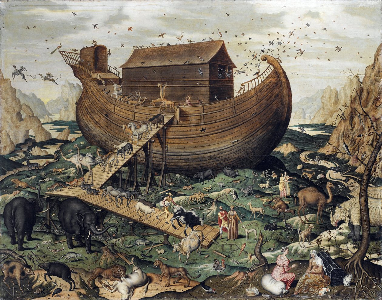 Noemova archa na hoře Ararat - Myle, Simon de (aktivní cca 1570) - 1570 - Olej na dřevě - 114x142 - Soukromá sbírka od Simon de Myle