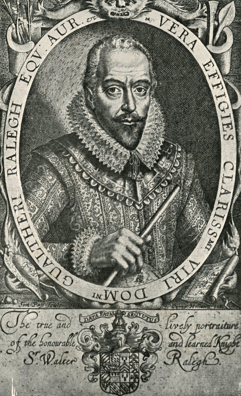 Sir Walter Raleigh, 1906. od Simon de Passe