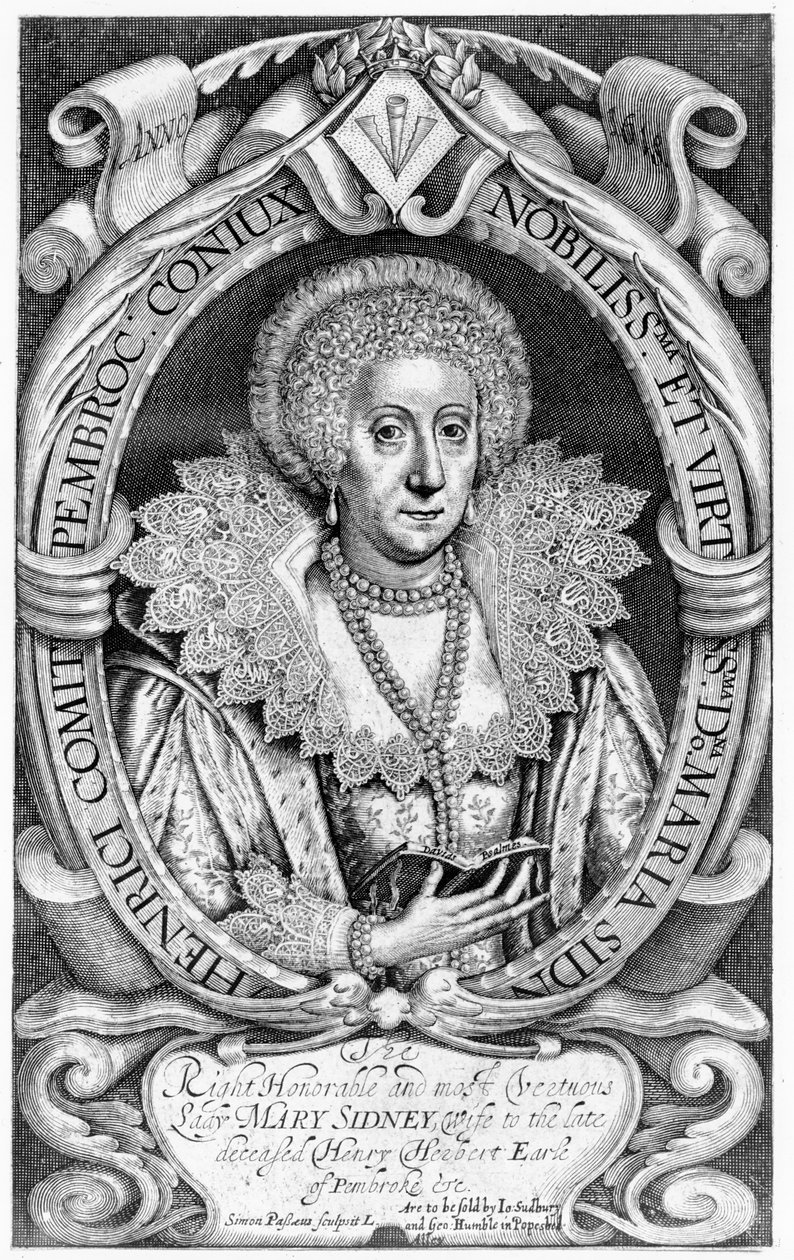 Správná počestná a nejvertuóznější lady Mary Sidney, manželka zesnulého Henryho Herberta, hraběte z Pembroke undc., vydal Sudbury and Humble, 1618 od Simon de Passe