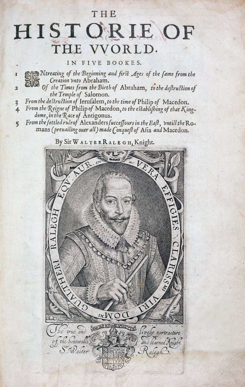 Titulní strana z Historie světa od sira Waltera Raleigha, 17. století od Simon de Passe