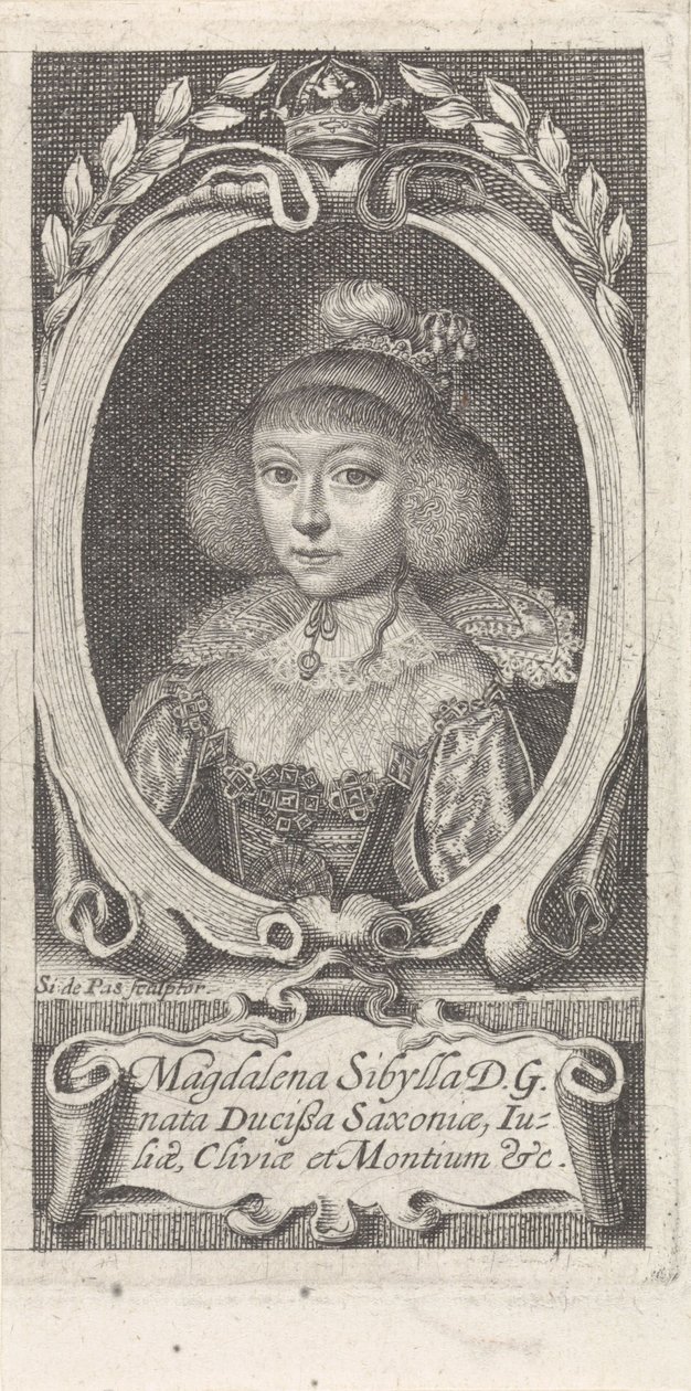 princezna Magdalena Sibylle Saská 1617-1668, vévodkyně Saxe-Altenburg, c. 1647-1648. od Simon van de Passe