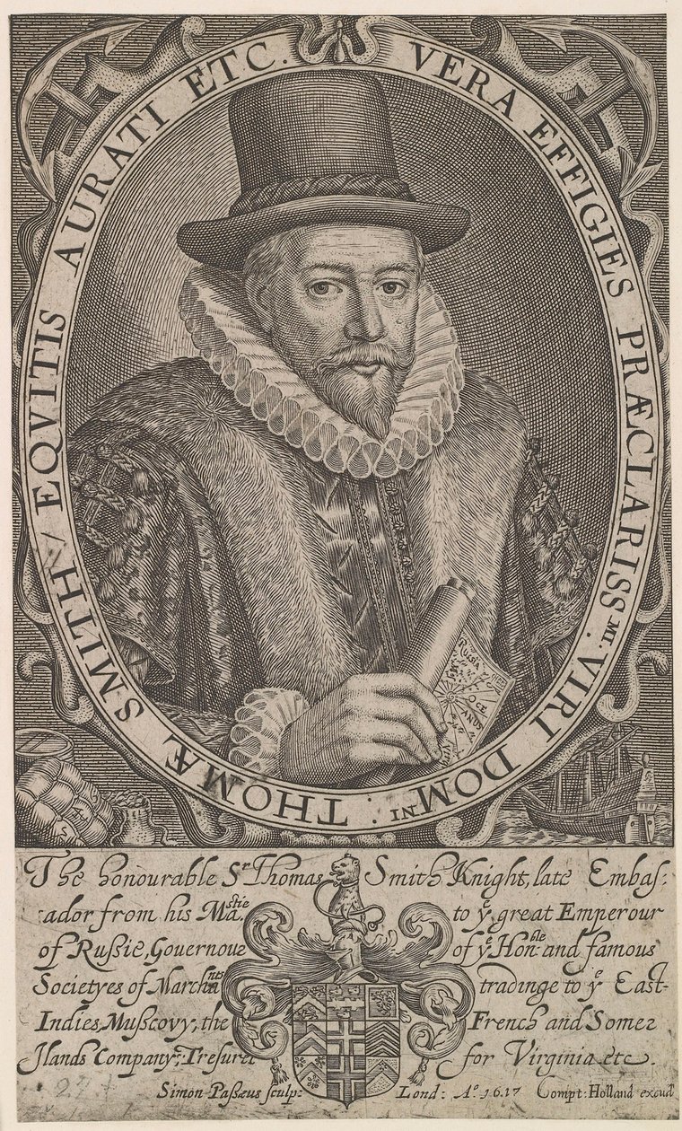 Sir Thomas Smith, první guvernér Východoindické společnosti, velvyslanec v Rusku 1604-1605, 1617. od Simon van de Passe
