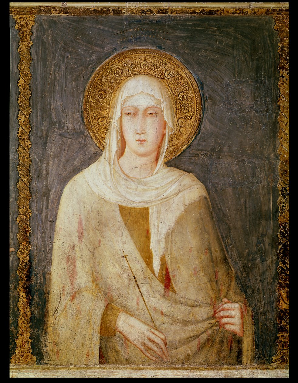 Pět svatých, detail sv. Kláry od Simone Martini