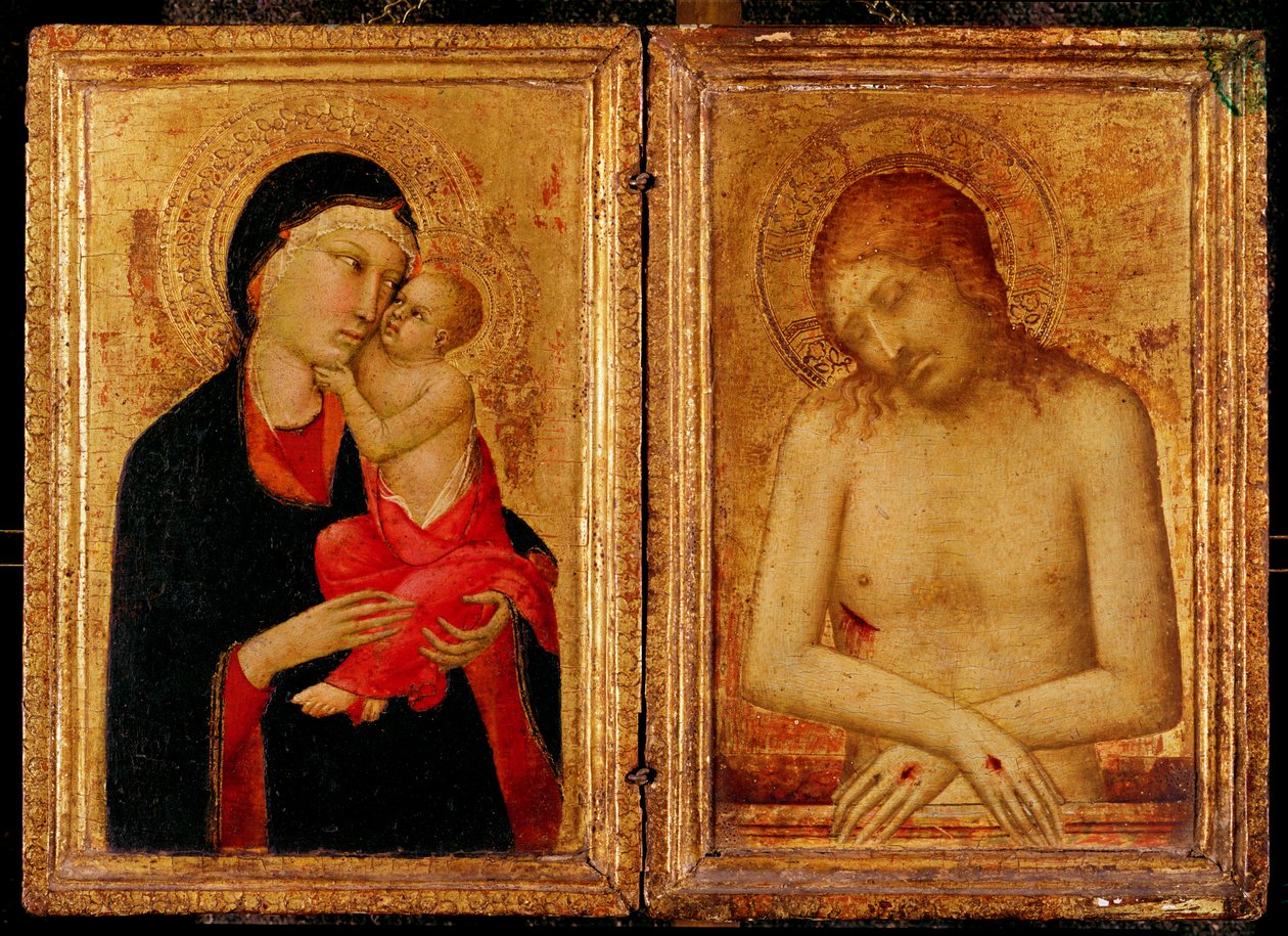 Pieta a panna s dítětem od Simone Martini