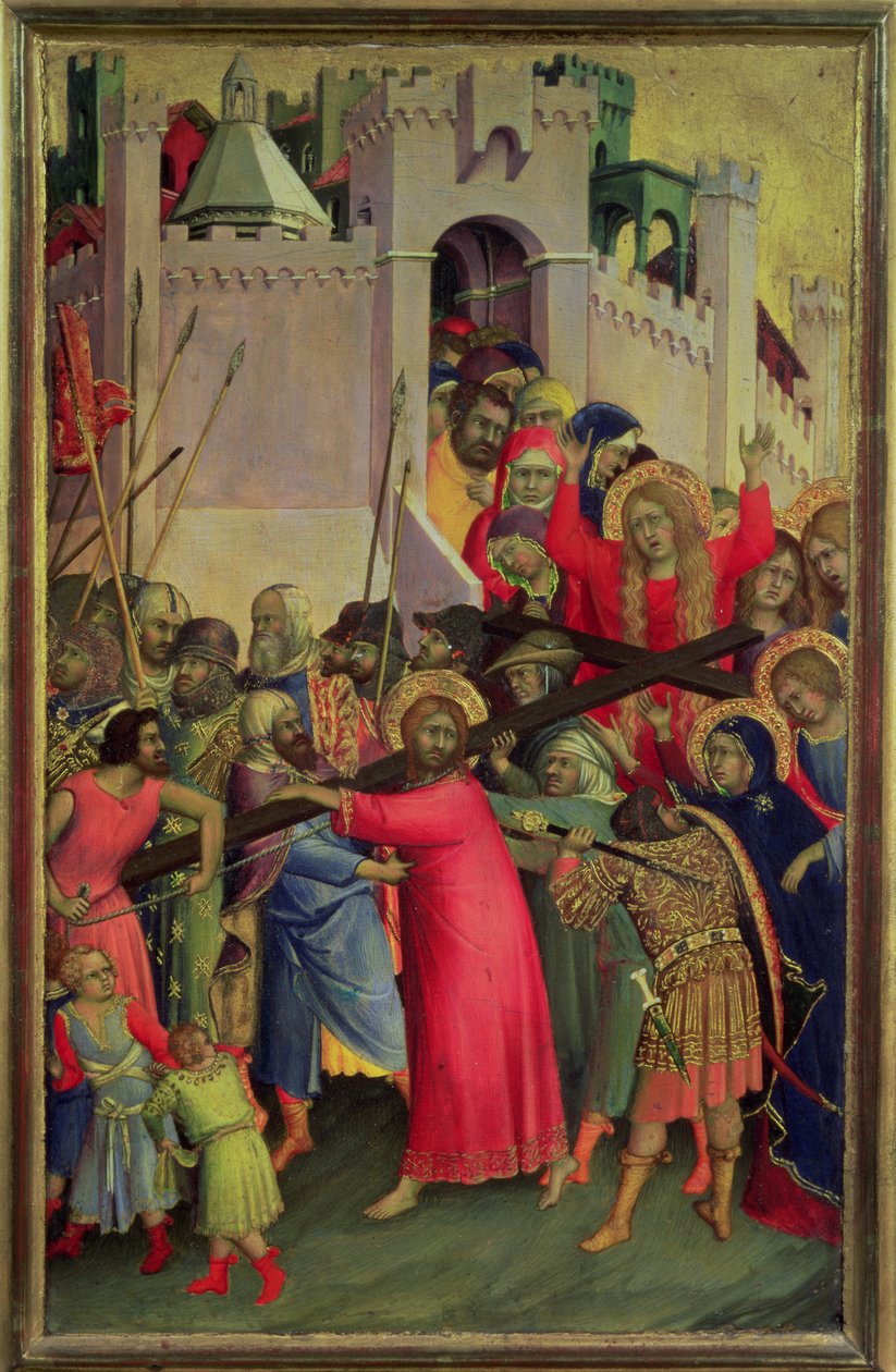 Cesta na Kalvárii (tempera a plátkové zlato na panelu) od Simone Martini