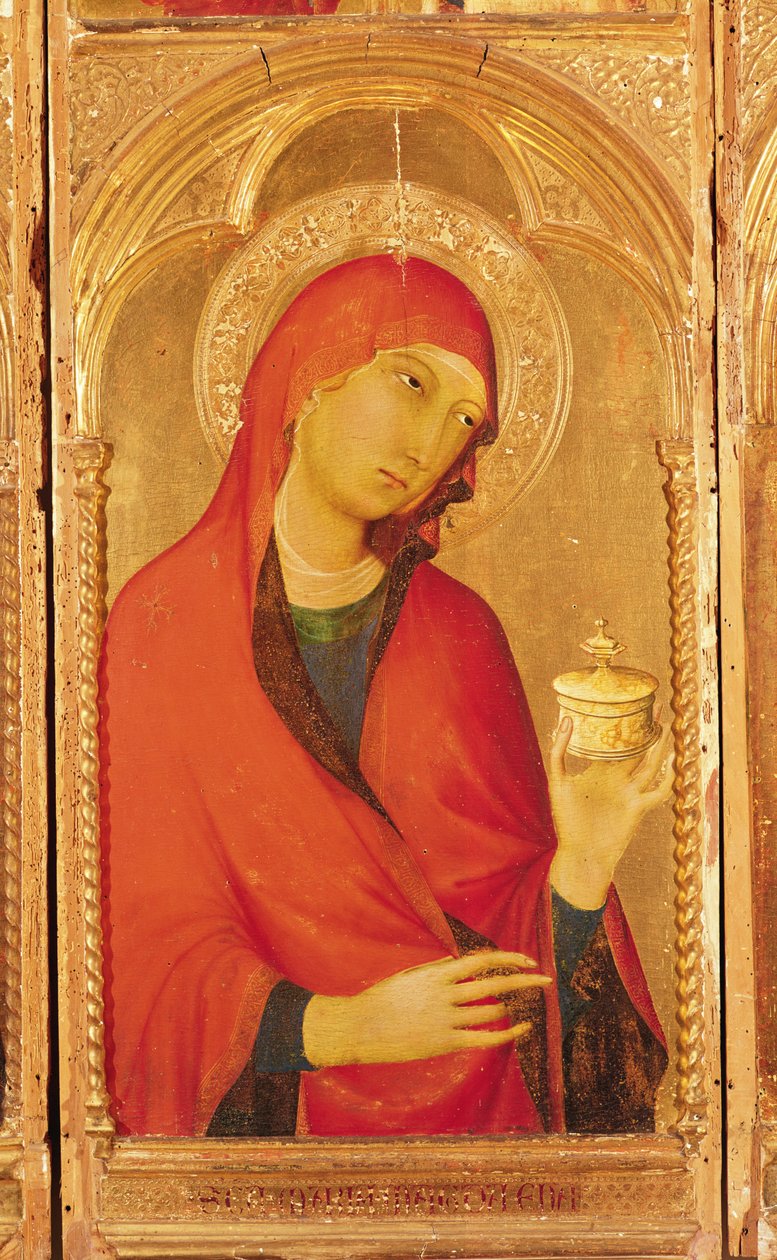 Svatá Kateřina Alexandrijská Polyptych, detail Marie Magdaleny, 1319 (tempera na dřevě) od Simone Martini