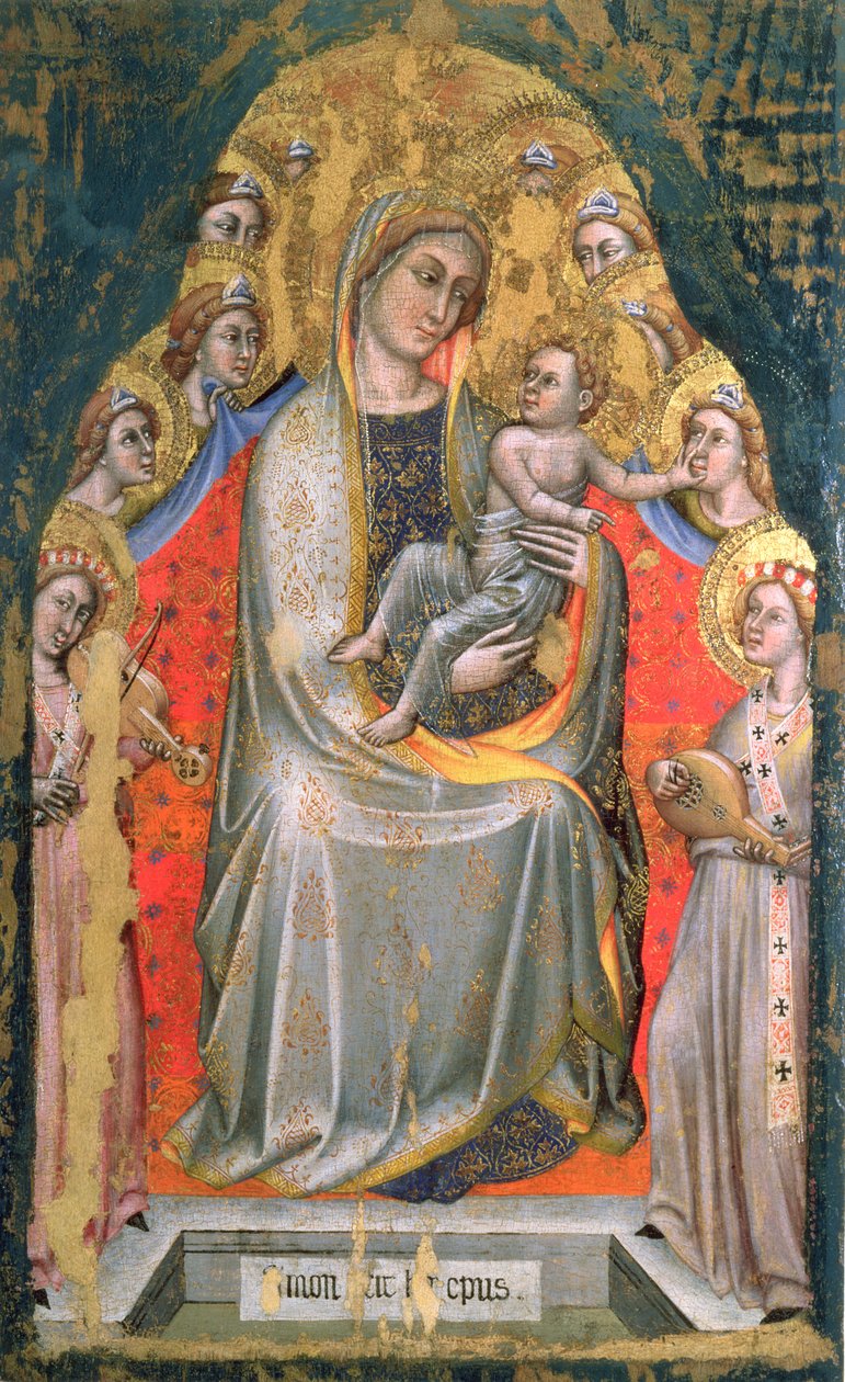 Madonna a dítě na trůnu s anděly (panel) od Simone dei Crocifissi