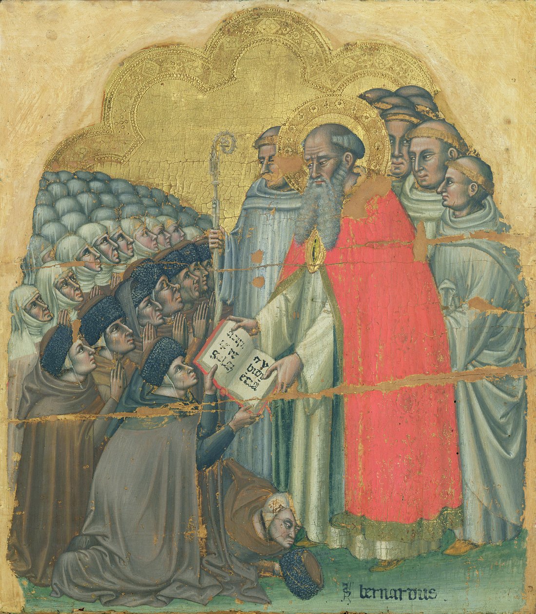 Sv. Bernard Tolomeo (1272-1348) udělující řeholi svému řádu (tempera na plátně) od Simone dei Crocifissi