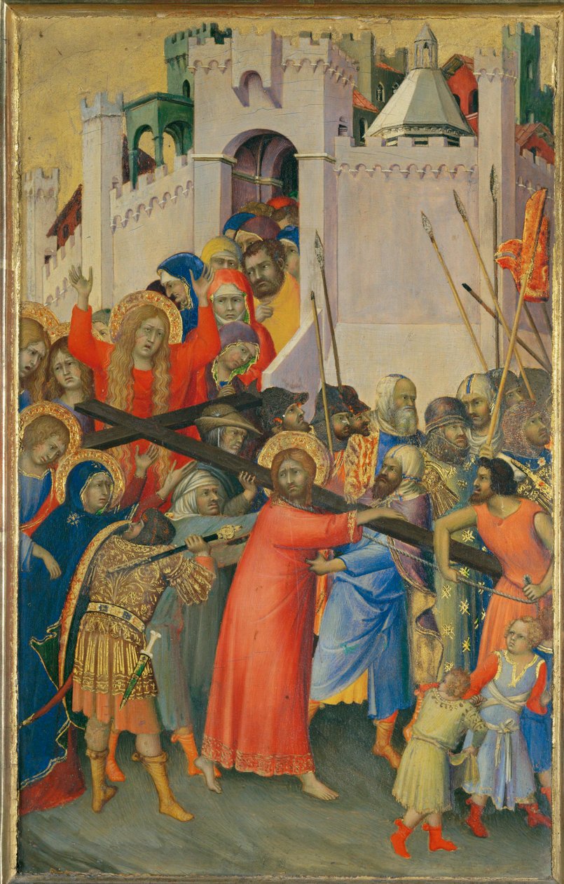 Le Portement de Croix - Nesení kříže Část polyptychu namalovaného pro člena rodiny Orsiniů ... od Simone (after) Martini