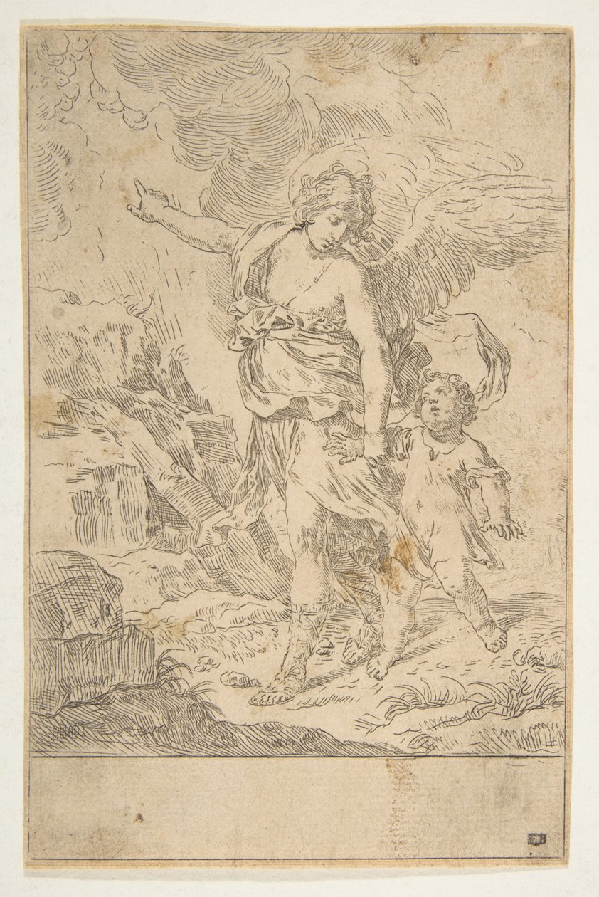 Anděl strážný chodící s dítětem, ca. 1640. od Simone Cantarini