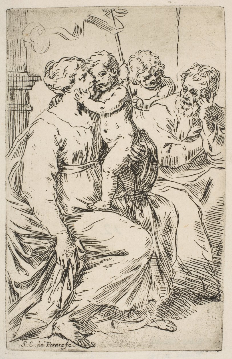 Svatá rodina se sv. Janem Křtitelem, ca. 1640-1642. od Simone Cantarini