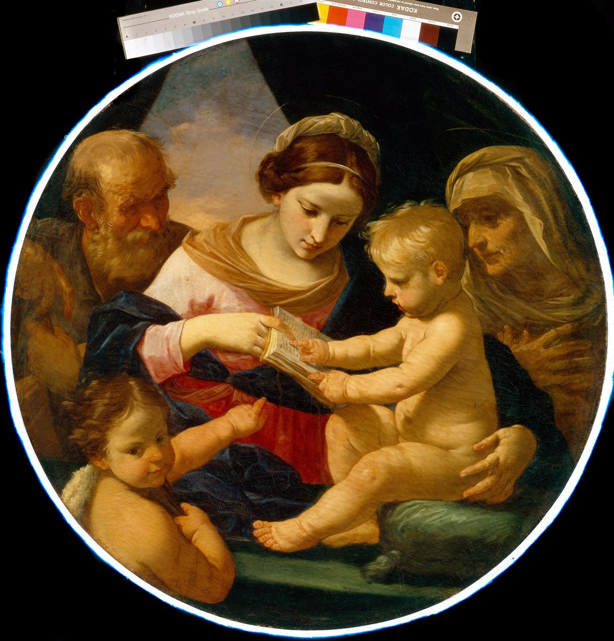 Svatá rodina se svatým Janem Křtitelem a svatou Alžbětou. Obraz Simone Cantarini (1612-1648), olej na plátně od Simone Cantarini