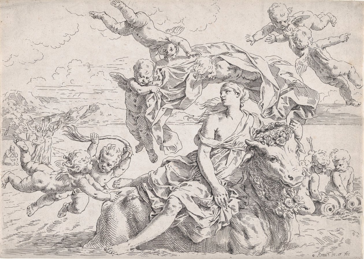 Znásilnění Evropy, po Reni, ca. 1636. od Simone Cantarini