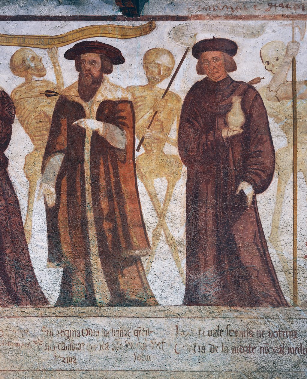 Smrt s vévodou a doktorem, detail z Tanec smrti od Simone II Baschenis