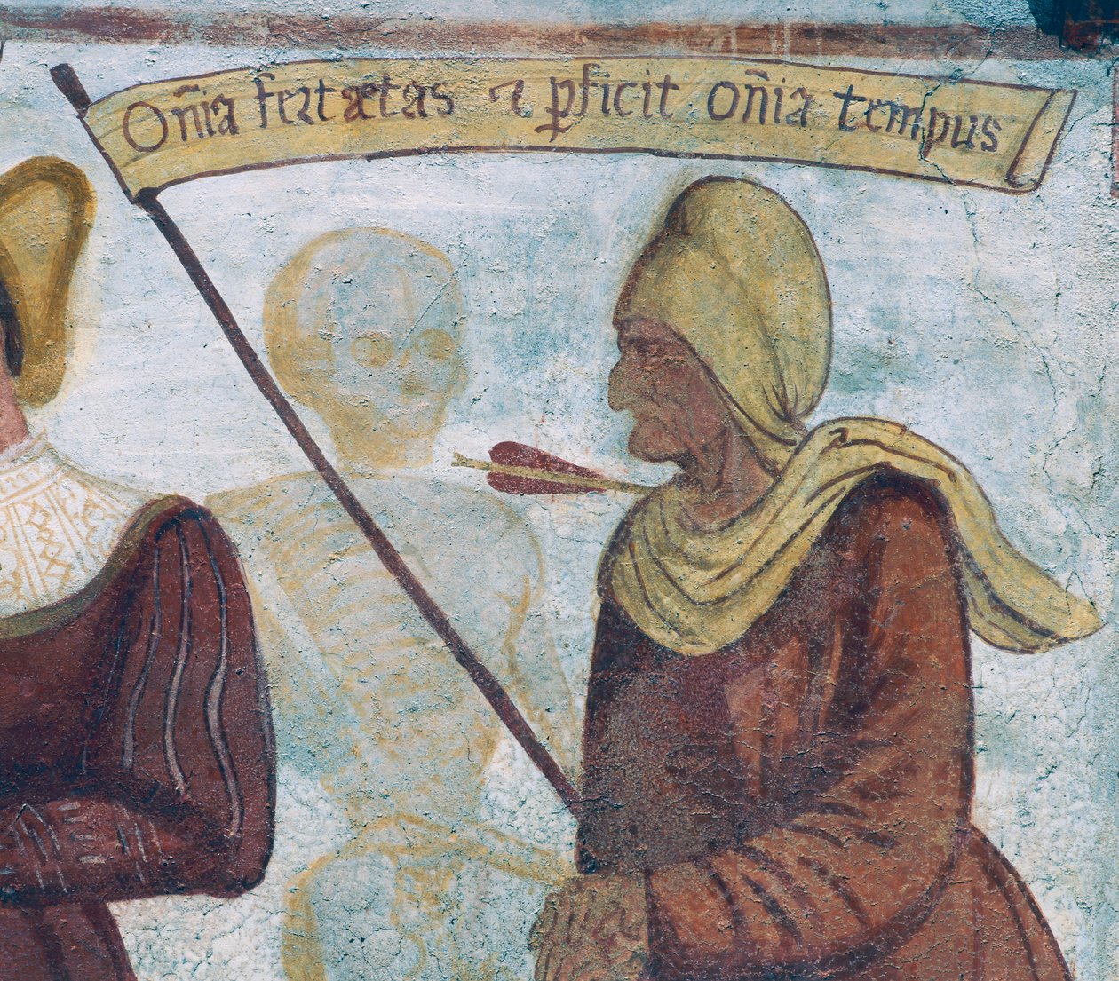 Smrt se starou ženou, detail z Tanec smrti od Simone II Baschenis