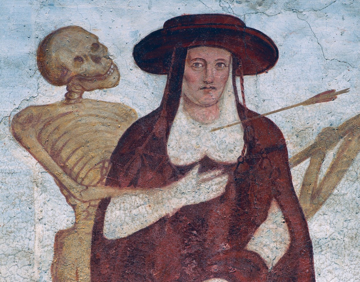 Kardinál a smrt, detail z Tanec smrti od Simone II Baschenis