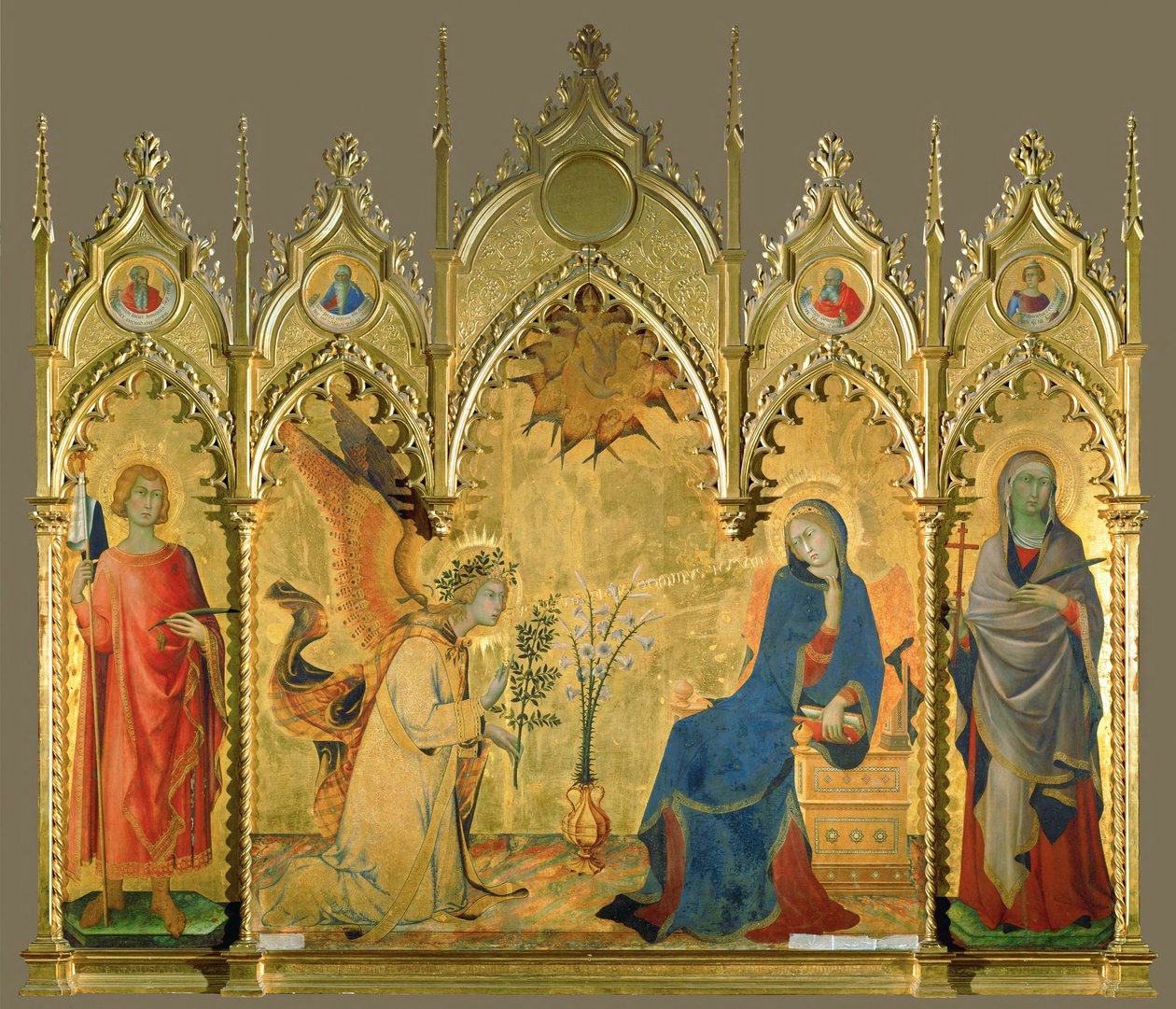 Zvěstování se svatými Asanem a Markétou (tempera na dřevě) od Simone Martini