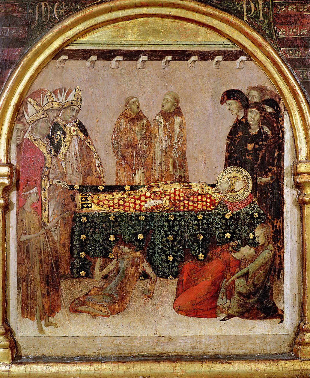 Léčení nemocných v den smrti sv. Ludvíka z Toulouse (1274-97) panel preella z oltáře sv. Ludvíka z Toulouse, 1317 (tempera na panelu) od Simone Martini