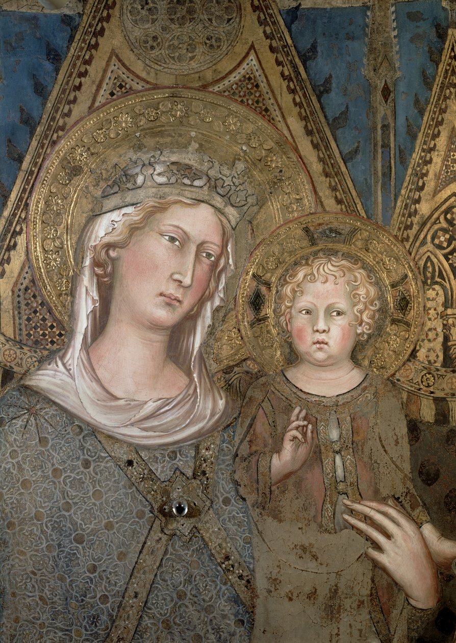 Maesta, detail Madony s dítětem, 1315 detail fresky z 51591 a 79367 od Simone Martini