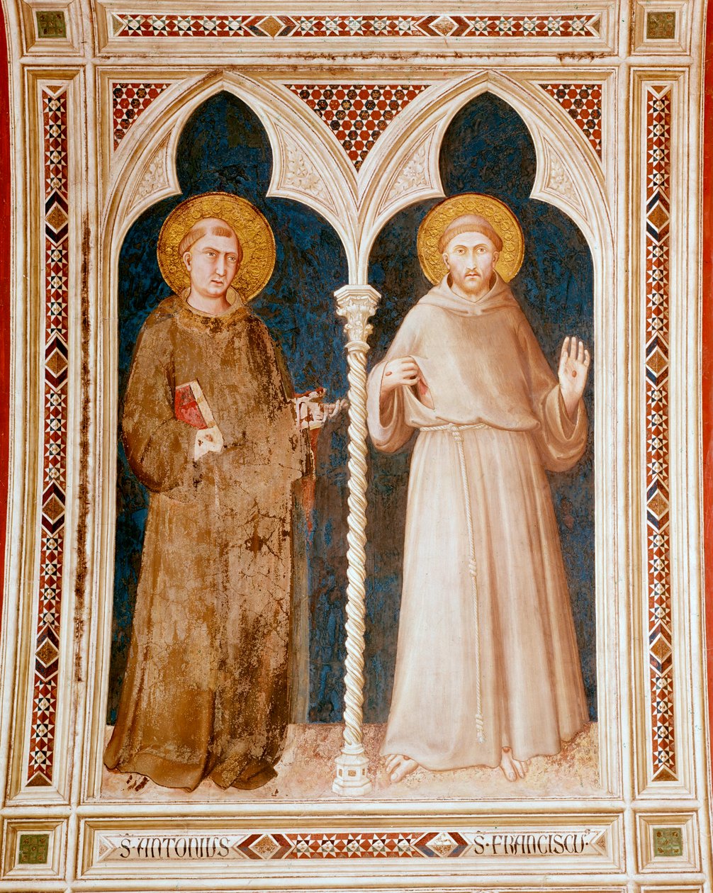 Freska svatého Antonína Paduánského a svatého Františka z Assisi od Simone Martini (asi 1284-1344) Rozměr 215x185 cm Assisi, bazilika San Francesco, Dolní kostel Itálie od Simone Martini