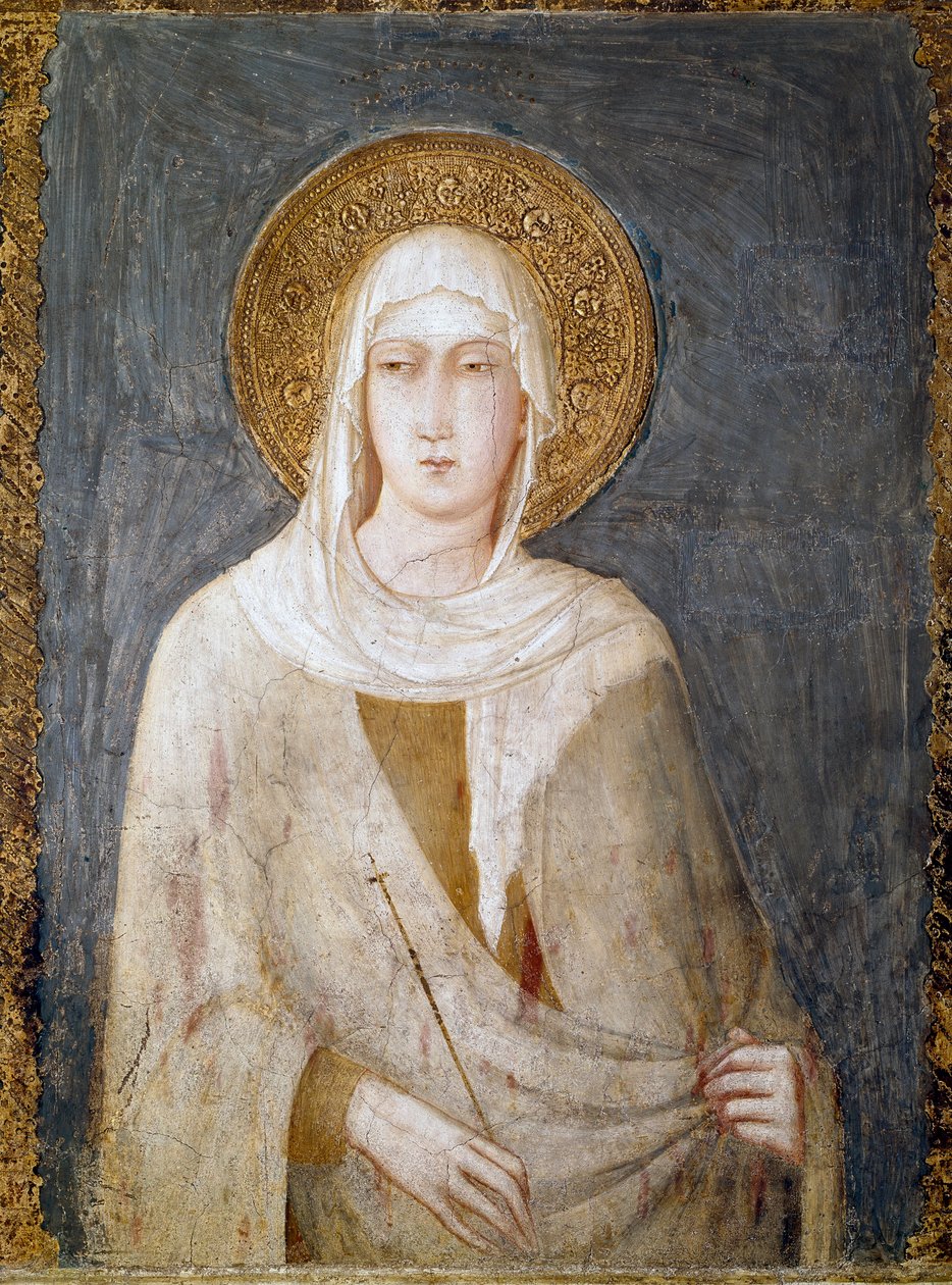 Svatá Margarita Antiochijská (dříve známá jako St. Clair) Freska od Simone Martini Dim. 120 cm. Kolem 1322. Assisi (Assisi), dolní bazilika San Francesco (Saint Francois), pravá příčná loď. Itálie ©Luisa Ricciarini/Leemage od Simone Martini