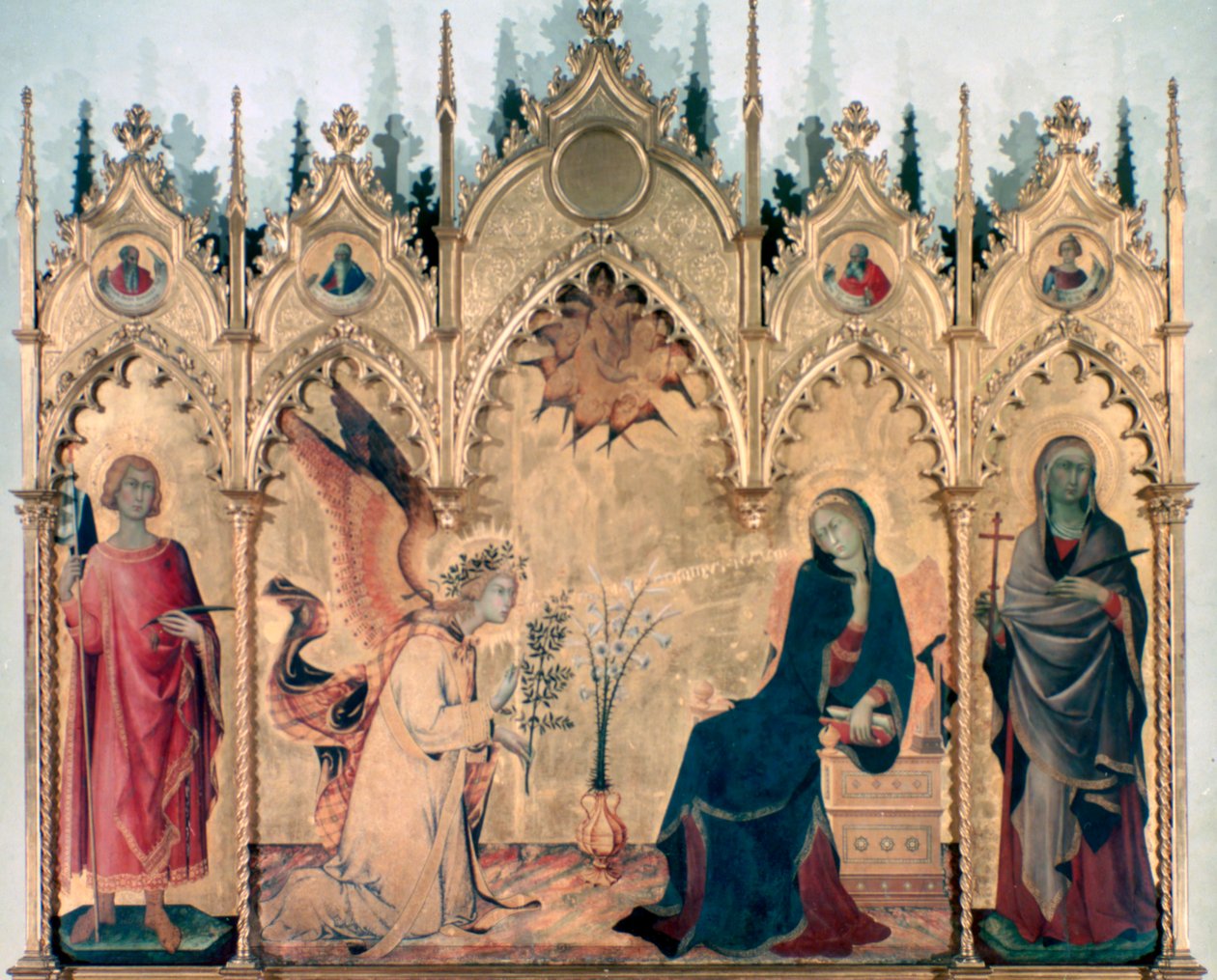 Zvěstování a dva svatí, 1333 od Simone Martini