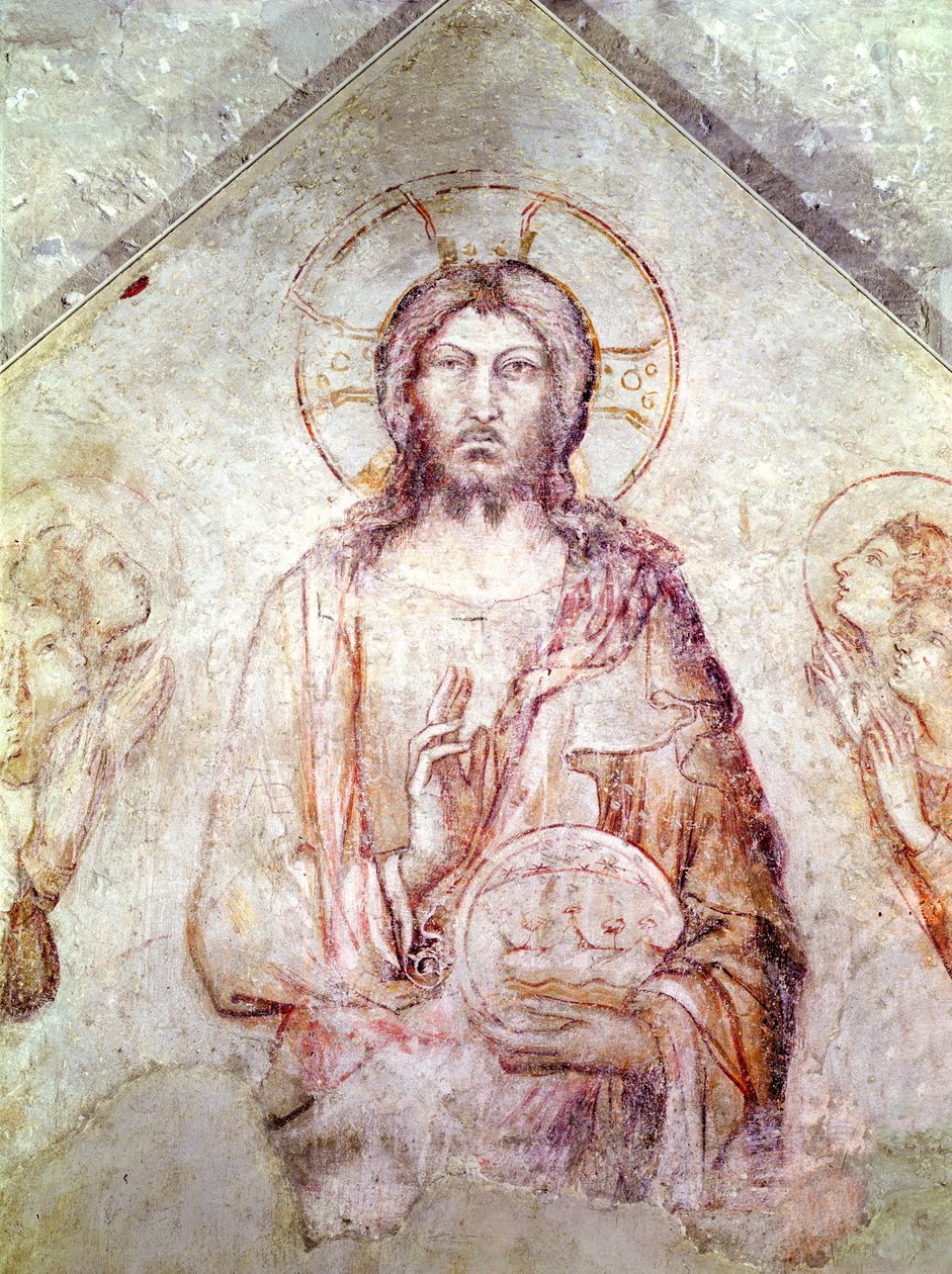 Tympanon zobrazující požehnání Spasitele, 1341 (detail) (viz také 195591) od Simone Martini