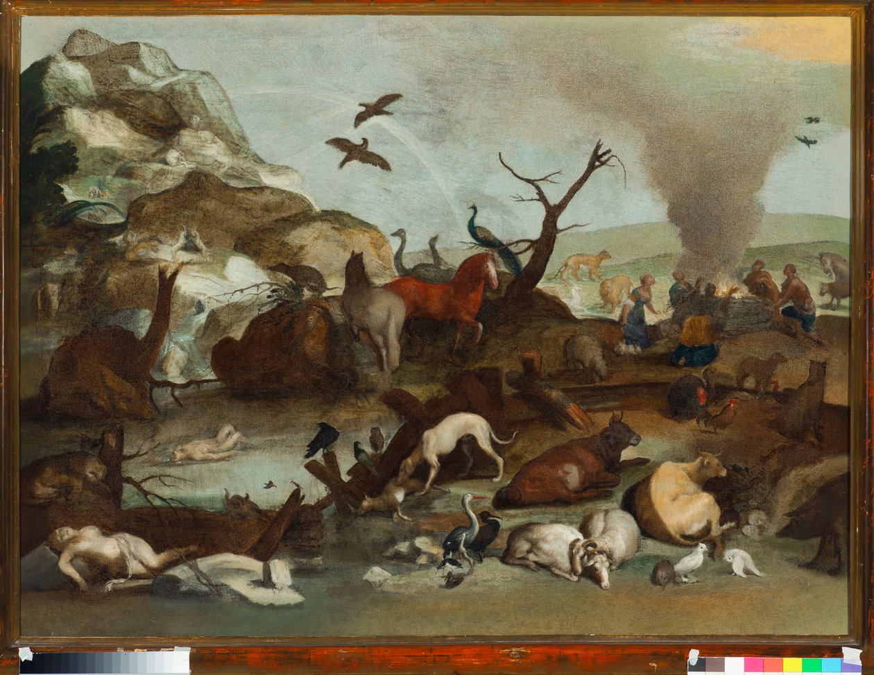 Noemova oběť po potopě Malba Sinibalda Scorzy (1589-1631) 17. století Rozměr 70x101 cm Genes, Musei di Strada Nuova (ex Palazzo Rosso) od Sinibaldo Scorza