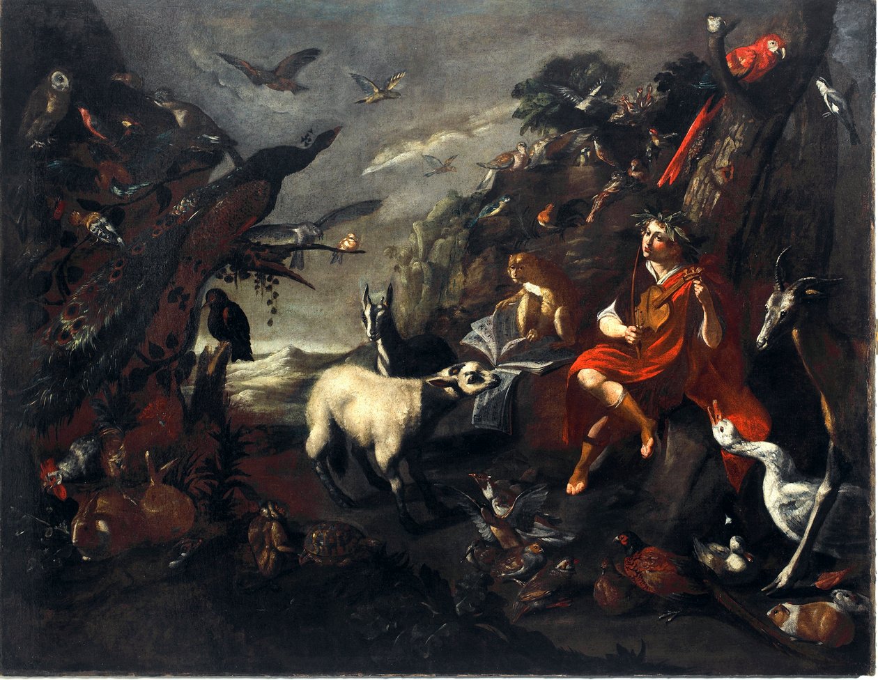 Orphee and the Animals Obraz doprovodu od Sinibalda Scorzy (1589-1631) Ne.101,5x129 cm Geny, nová pouliční muzea od Sinibaldo Scorza