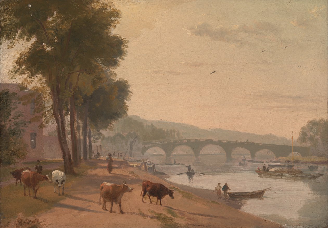Pohled na most Richmond Bridge na Temži od Sir Augustus Wall Callcott