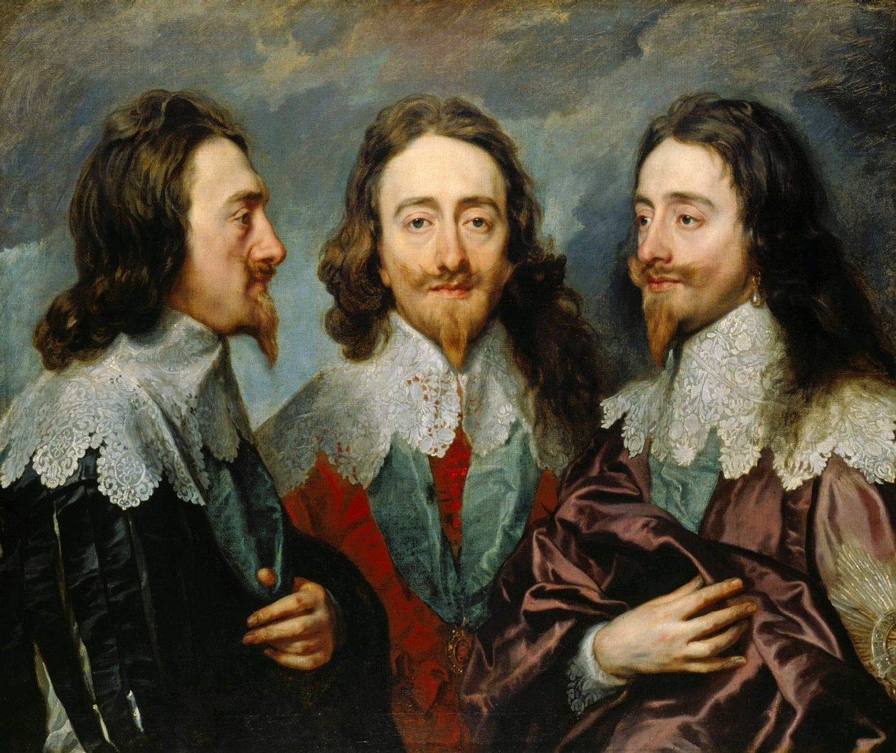 Karel I., anglický král 1600-1649, z Three Angles The Triple Portrait, 1636. od Sir Anthony van Dyck