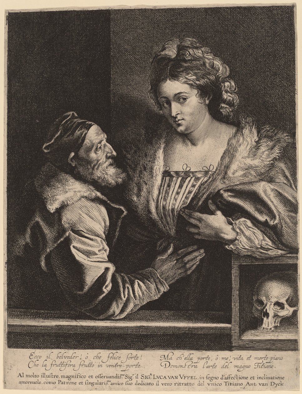 Tizian a jeho paní od Sir Anthony van Dyck and Lucas Emil Vorsterman after Titian