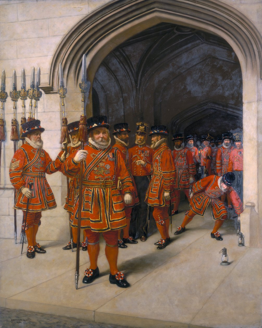 „Strážní gardisté prohledávají kryptu budov parlamentu“, 1894 od Sir Arthur Temple Felix Clay