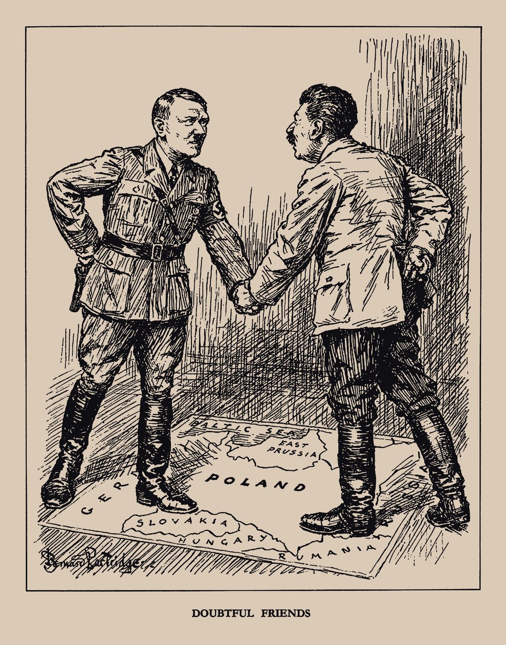 Pochybní přátelé. Časopis Punch, 1939, 1939. od Sir Bernard Partridge