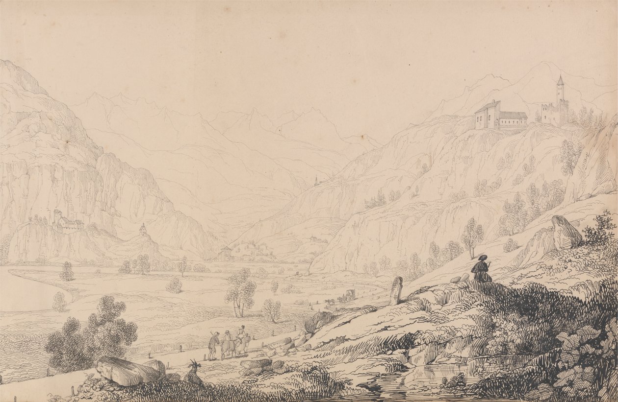 Album 30 pohledů v Tyrolsku a Itálii: Hrady Wafenstein [?], Sprechenstein a Reifenstein několik mil od Brenneru, 27. října 1840 od Sir Charles D