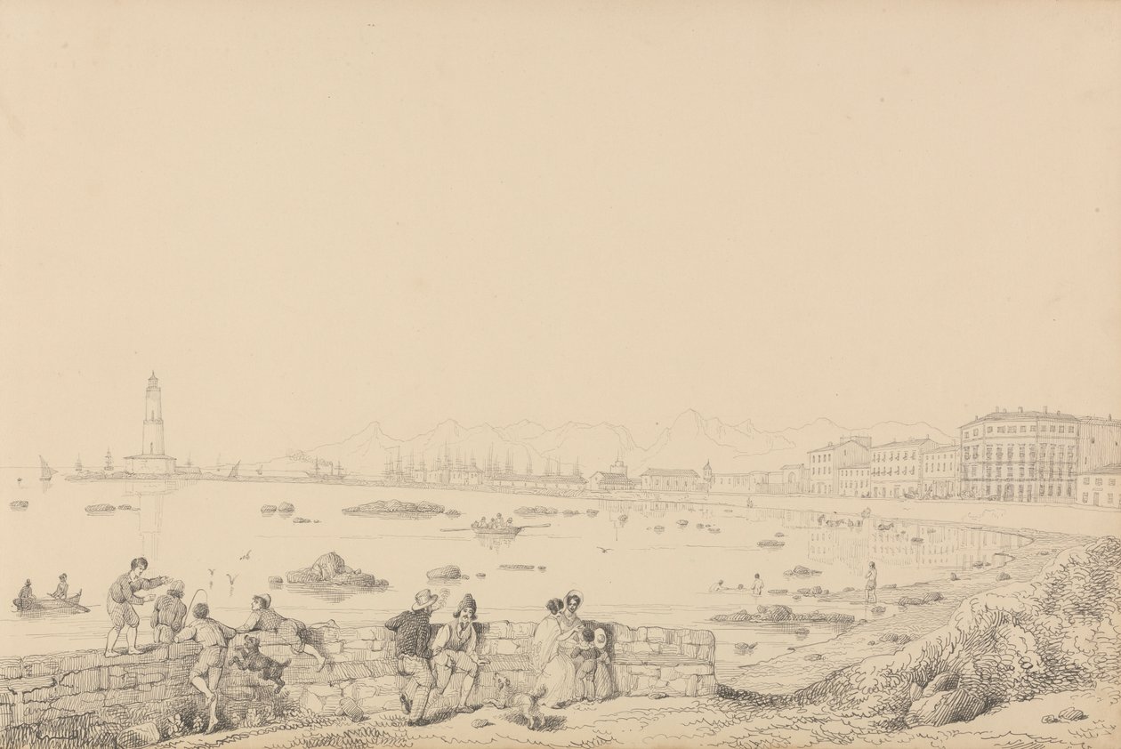 Album 30 pohledů v Tyrolsku a Itálii: Leghorn, Villa Caprille - Celkový pohled 1. září 1841 od Sir Charles D