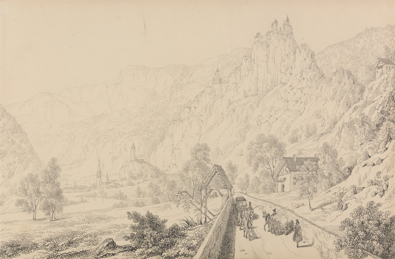 Album 30 pohledů v Tyrolsku a Itálii: Ruiny kláštera Seben u Klausenu, 27. října 1840 od Sir Charles D