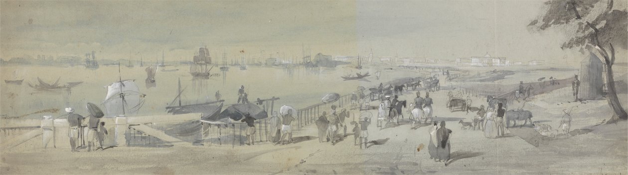 Celkový pohled na Kalkatu, od vchodu do vodní brány Fort William od Sir Charles DOyly